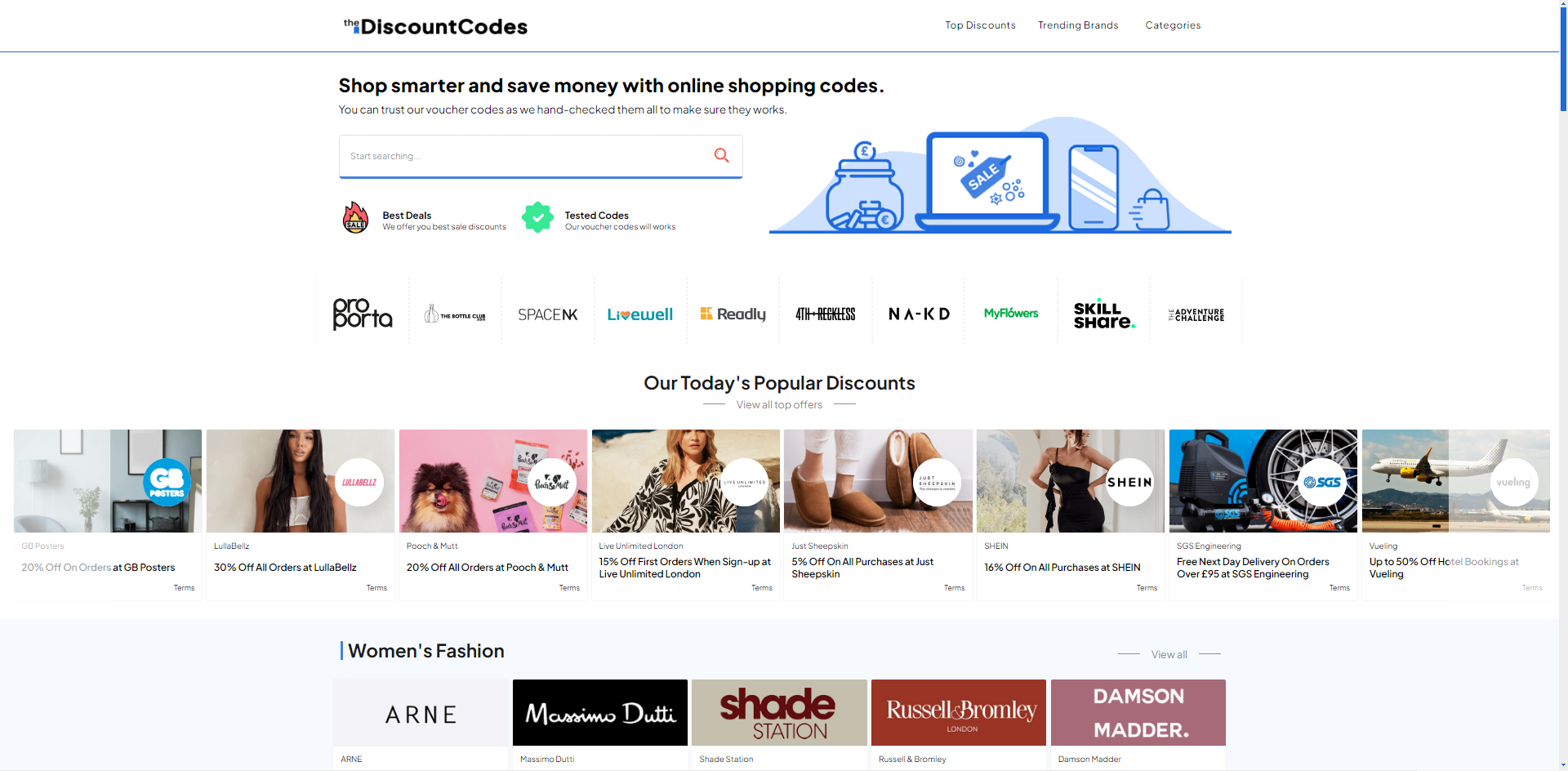 theDiscountCodes homepage