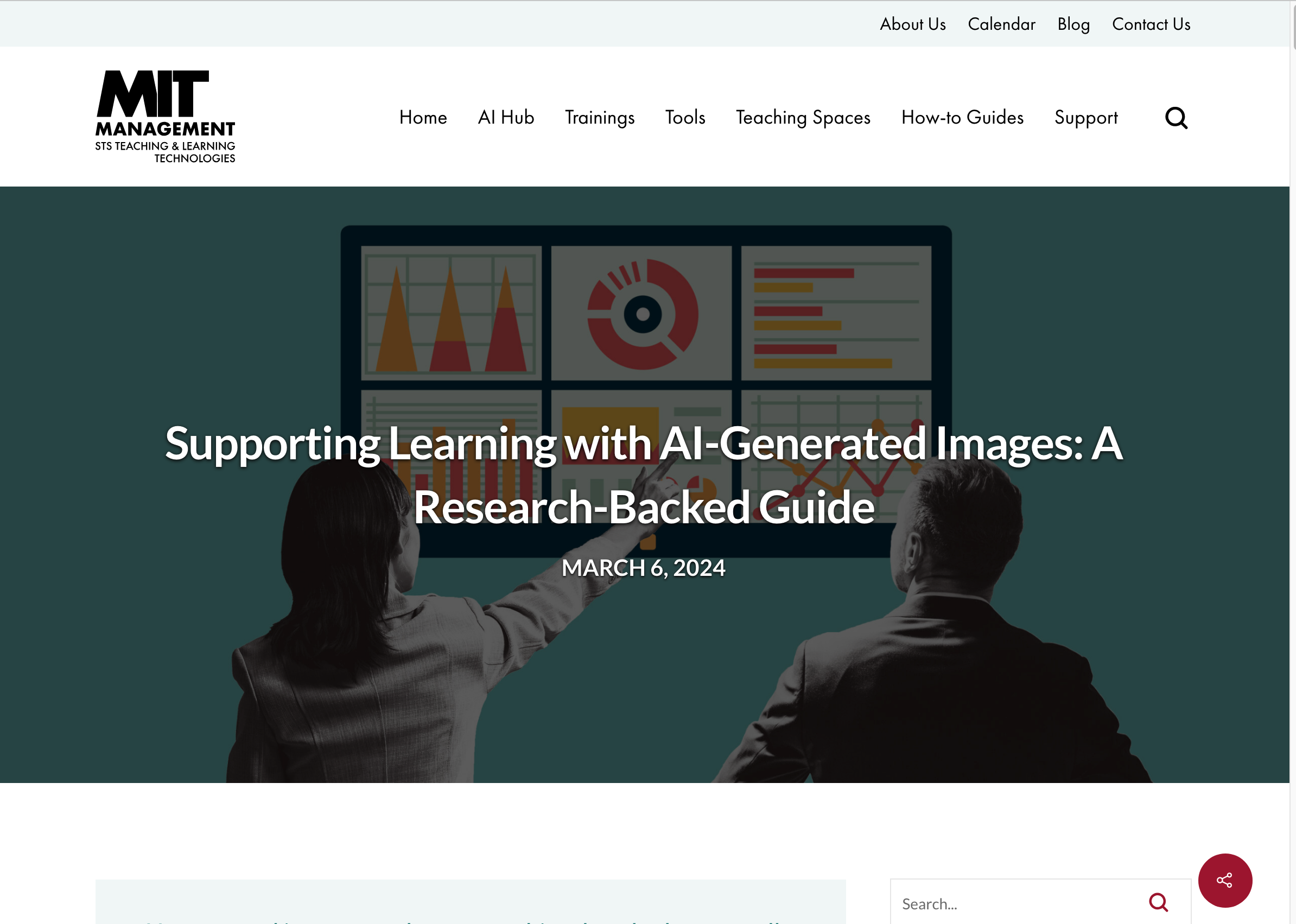 It is a clipping of an MIT webpage with the header "Supporting Learning with AI-Generated Images: A Research-Backed Guide"